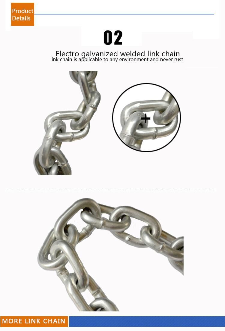 Galvanized British Type Medium Link Commercial Welded Link Chain Carbon Steel Short/Long/Medium Link Chain DIN763 DIN764 DIN766 DIN5685 DIN5686