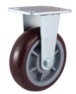 Heavy Duty PU Top Plate Fixed Caster Wheel (red)