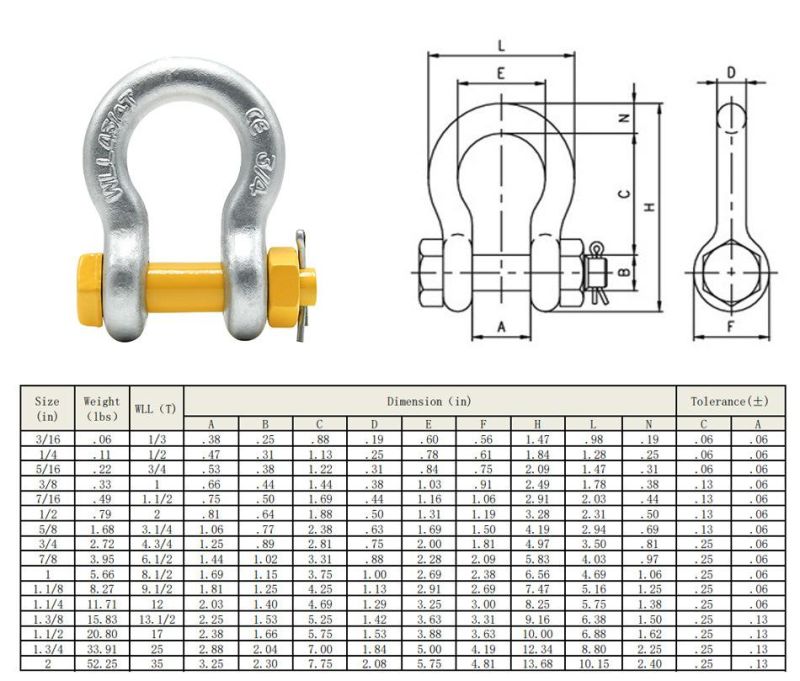 High Quality Galvanized Hot Forged Shackle with Nut G2130