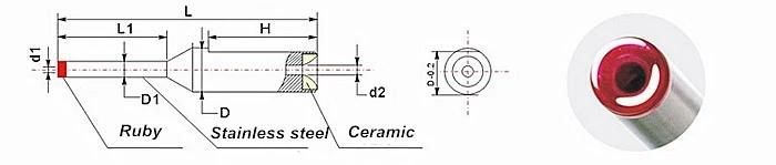 Diamond Polished Mirror Surface Hard Ruby Tipped Tube Coil Winding Neddle Motor Wire Guide Ruby Nozzle