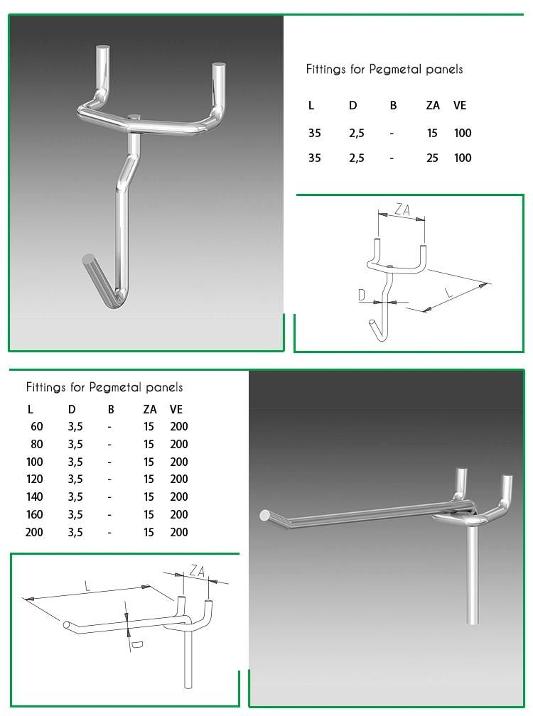 Heavy Duty Security Display Metal Pegboard Hook