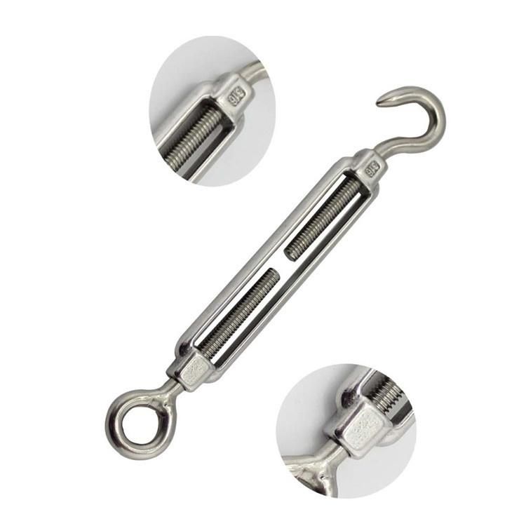 Stainless Steel European Type Open Body Turnbuckle with Hook and Eye