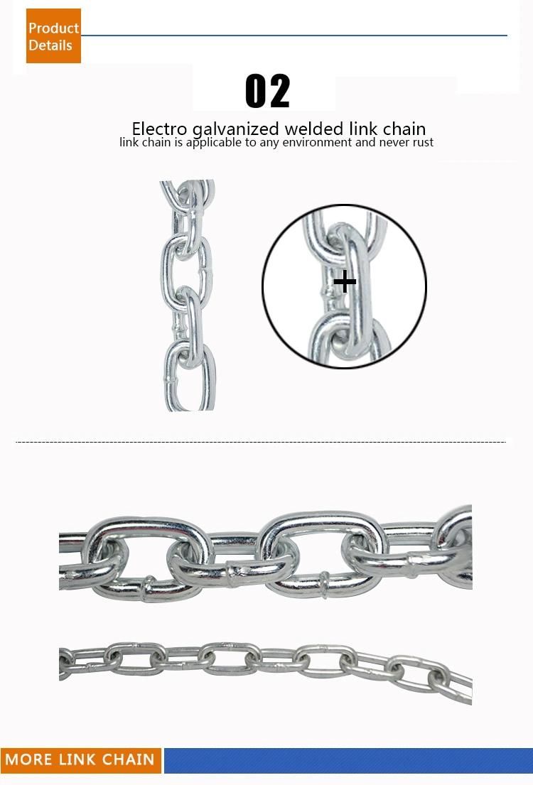 Galvanized Medium Link Commercial Welded Link Chain Carbon Steel Short/Long/Medium Link Chain DIN763 DIN764 DIN766 DIN5685 DIN5686