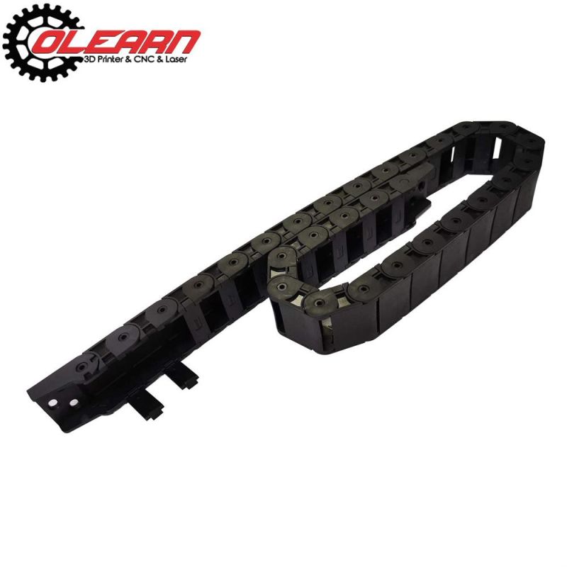 Olearn Black Plastic Flexible Nested Semi Closed Drag Chain Cable Wire Carrier 1m 18mm X 37mm for Electrical Machines