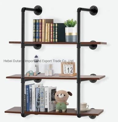 Metal Decorative Pipe Fitting Book Shelf for Home