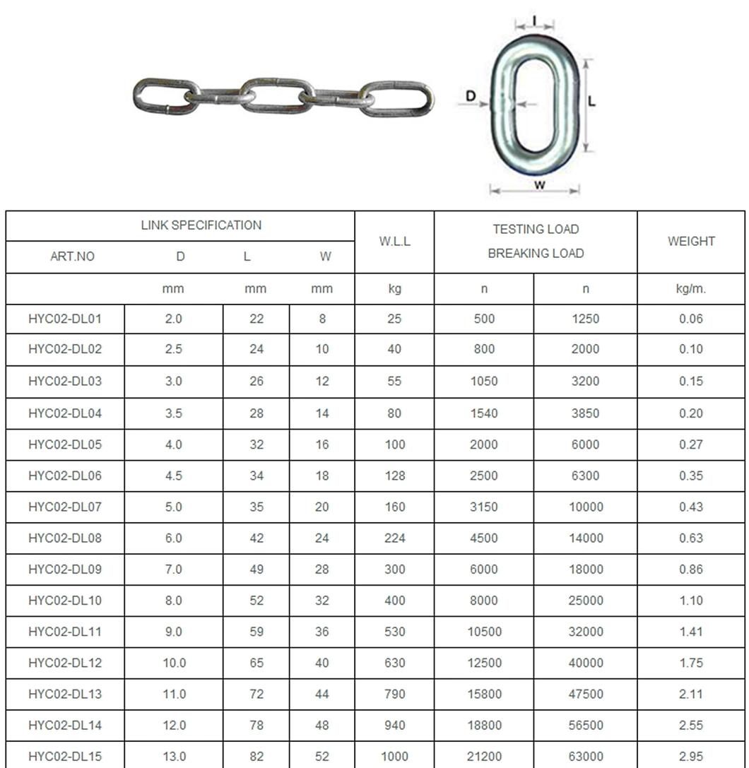 G30 Galvanized Welded DIN763 Long Steel Link Chain