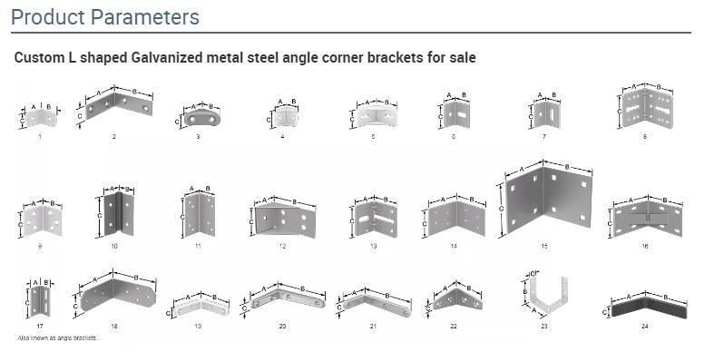 Custom Stamp L Shaped Angle Corner Bracket Aluminum Stainless Steel Galvanized L-Shaped Type Wall Bracket