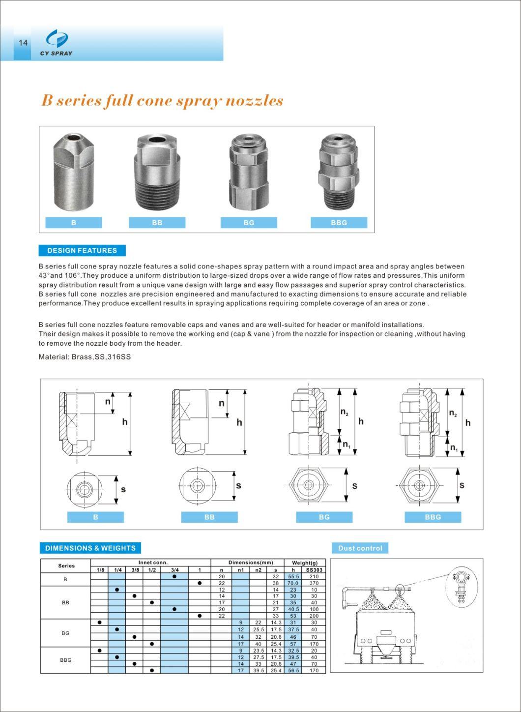 1/8" B Series SS304 Full Cone Spray Nozzle