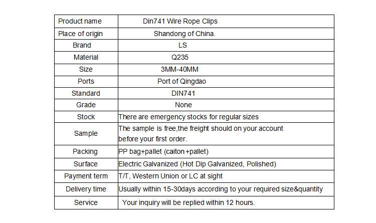 DIN741 Malleable Wire Rope Clips U Clamp Casting Forged