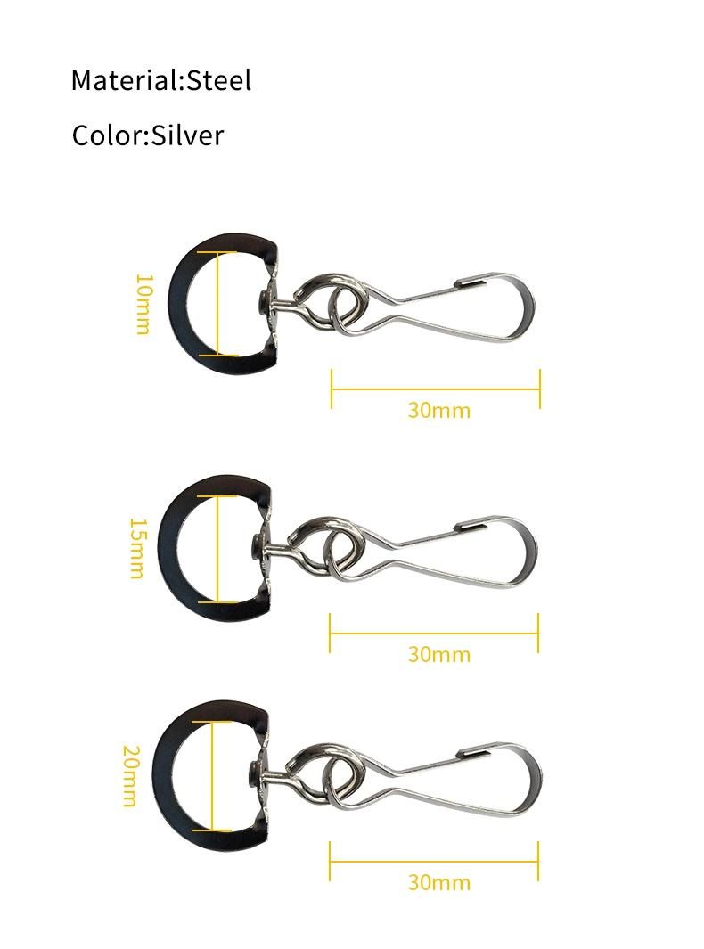 Metal Silver Swivel Lanyard Simplex Hook Clip with Tail