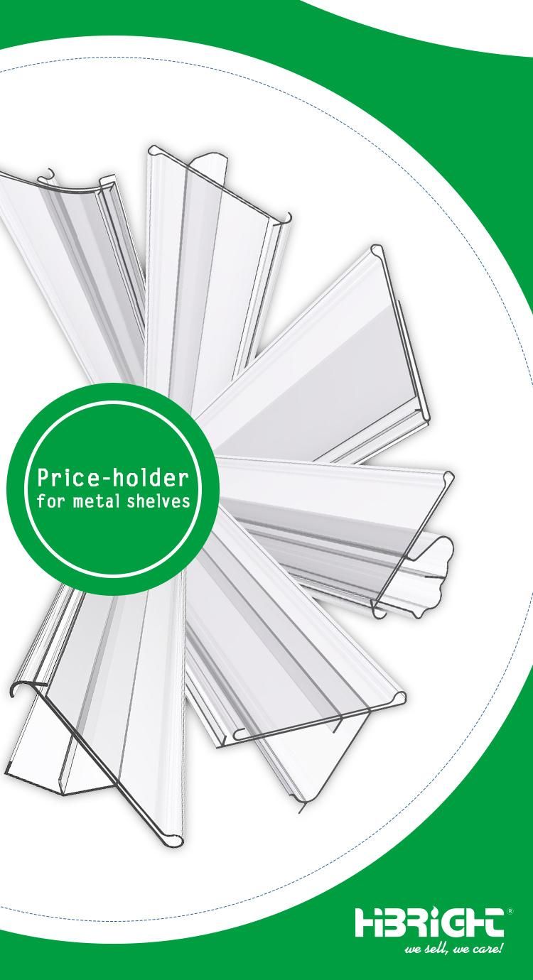 Supermarket Plastic PVC Price Tag Holder for Glass Shelf