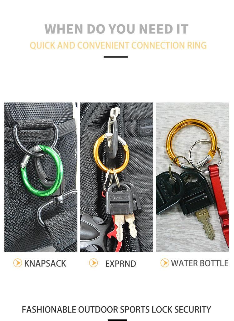 Round Shaped Aluminum Carabiner Buckle Pack Spring Snap Keychain Clip