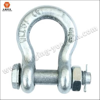 Us Type G2130 Galvanized Adjustable Safety Lifting Screw Pin Crane Omega Bow Shackle with Safety Bolt and Nut