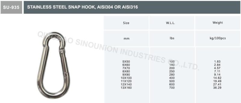 Stainless Steel Snap Hook AISI304 AISI316