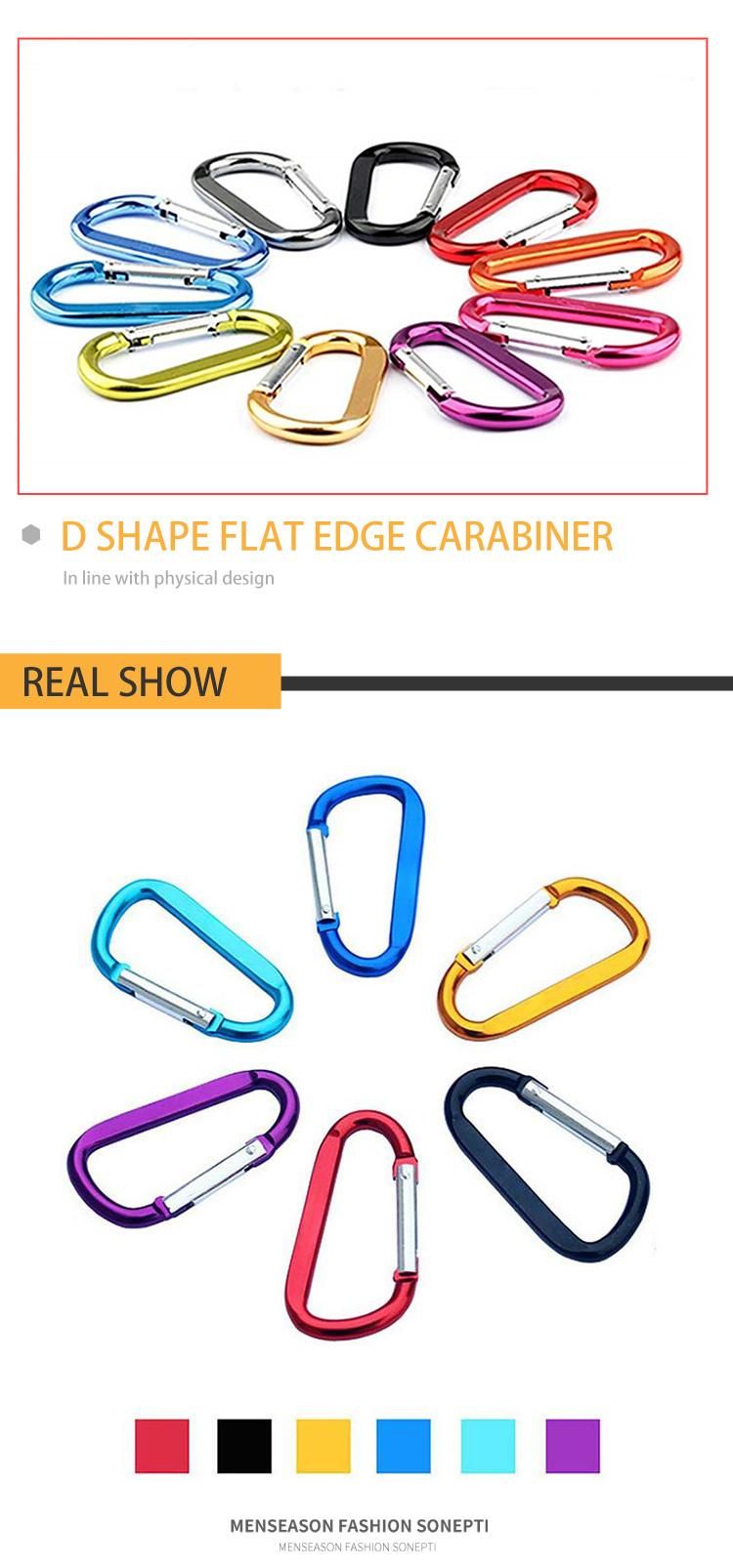 Customized D Shape Flat Wire Aluminium Alloy Carabiner Metal Carabiner for Promotion