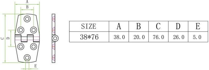 304/316 Stainless Steel Solid Cast Cabin Hinge with 6 Holes