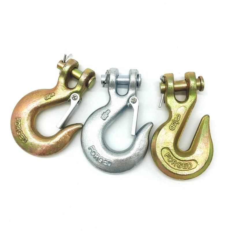 G70 Zinc Plated Crane Lifting Drop Forged Eye Grab Hook with Safety Latch