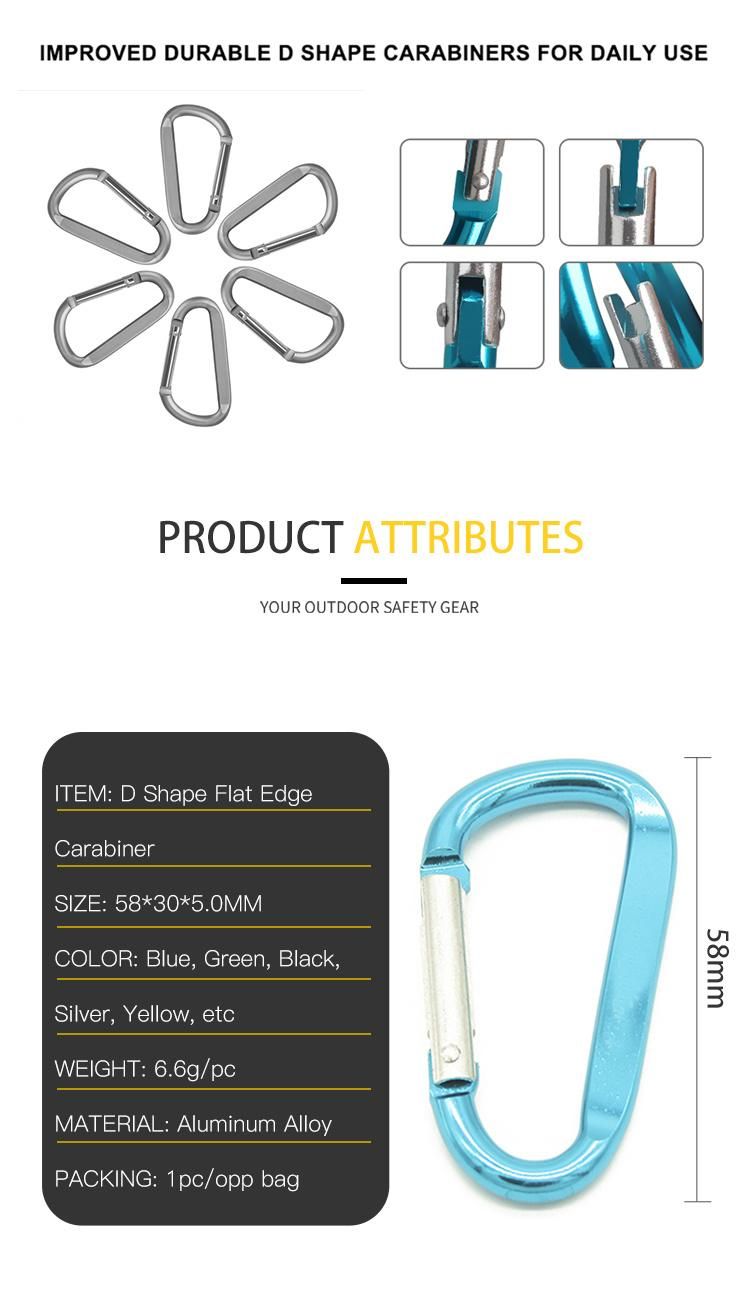 Factory Wholesale Locking Carabiner Climbing Carabiner CE Certified D Shape Aluminum Carabiner