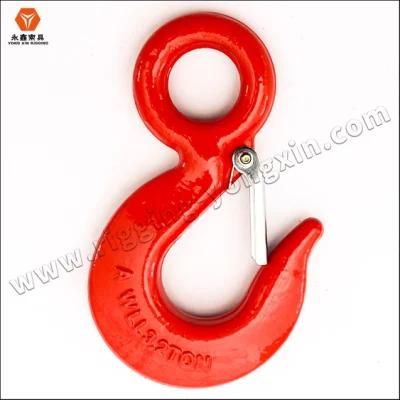 Chain Hoist Safety Hook Drop Forged Lifting Eye Hook with Latch H-320 Hook