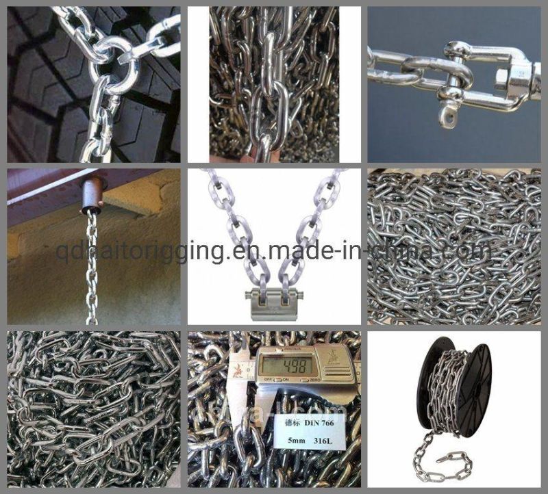 AISI304/AISI316 Link Chain of DIN5685 DIN763 DIN766 DIN764