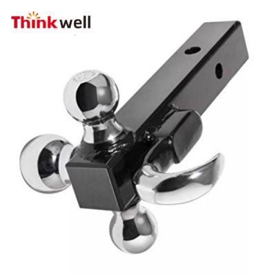 Trailer Hitch Triplet Ball Mount with Hook 1-7/8&quot; , 2&quot; &2-5/16&quot; , Hitch Ball, Hollow Shank, Black Ball