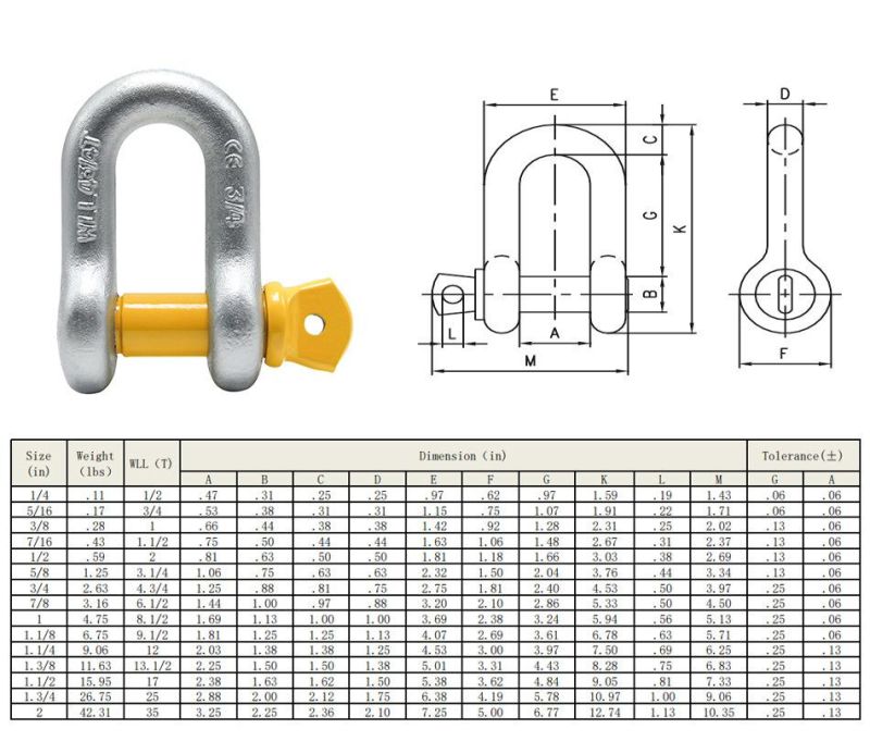 Forged G210 Us Type Screw Pin Chain Shackle