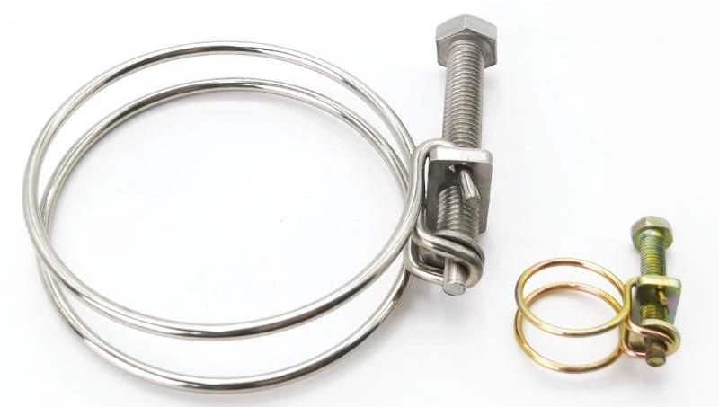 Zinc Plated Double Wire Hose Clamp Adjustable Pipe Clamp