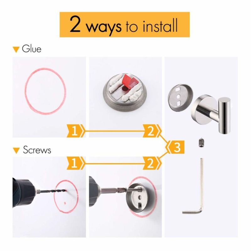 Bathroom Matte Black Coat Hook SUS 304 Stainless Steel Single Towel/Robe Clothes Robe Hook