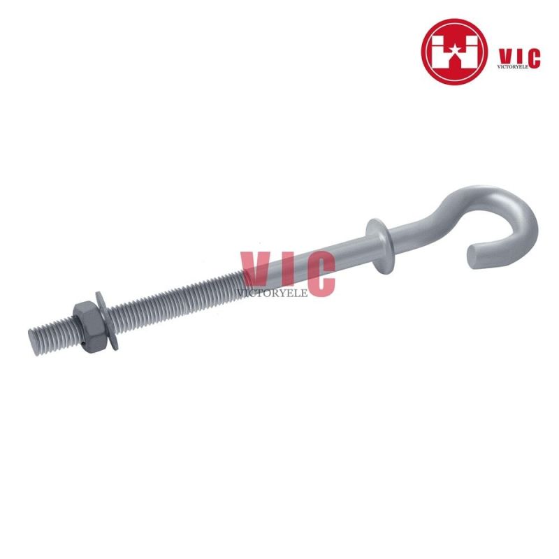 Vic Pole Line Hardware Galvanized Pigtail Bolt Hook