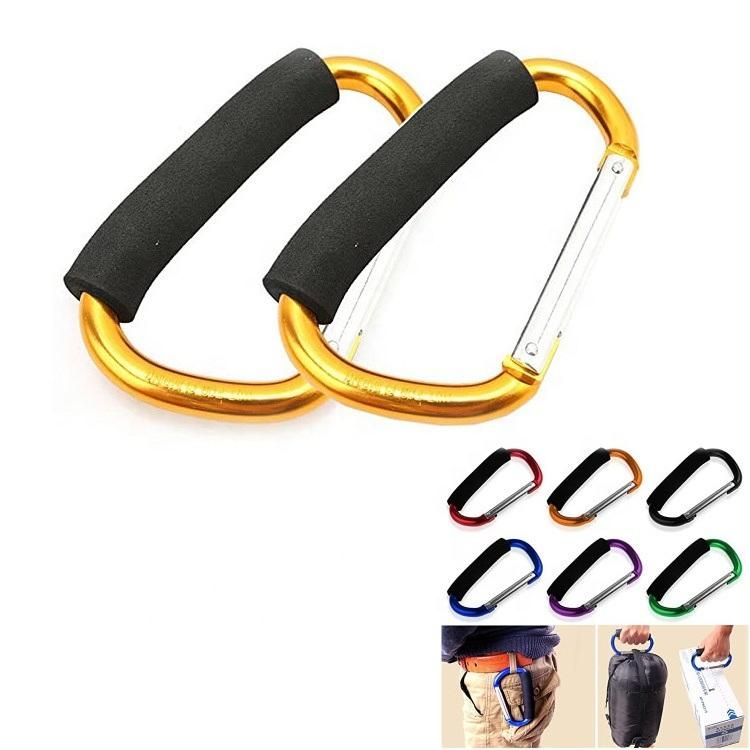 Large Aluminum D-Style Carabiner Carry Handle with Sponge for Shopping Bags