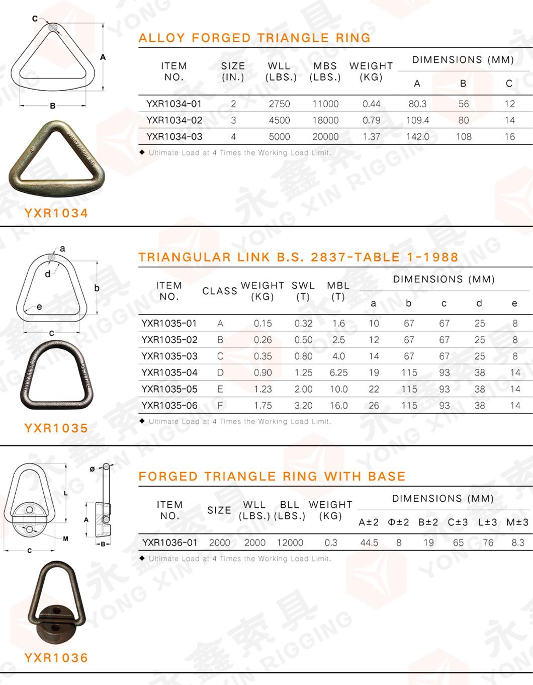 High Quality Lashing Metal Steel Forged Hardware Triangle Welded D Rings for Strap