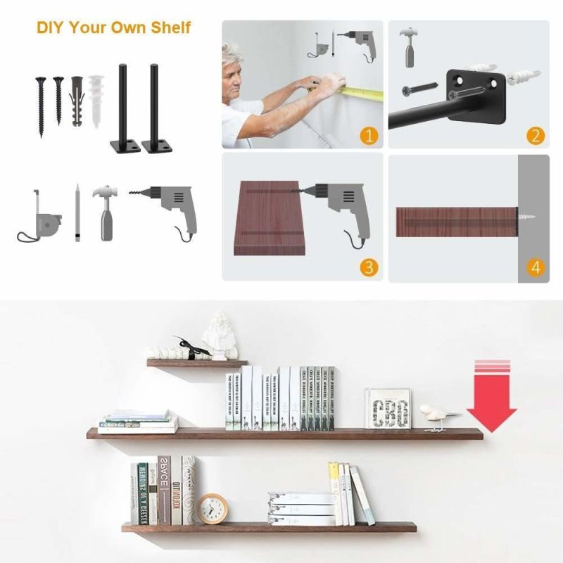 Wall Hidden Metal Floating Shelf Support Brackets for Wooden Shelves