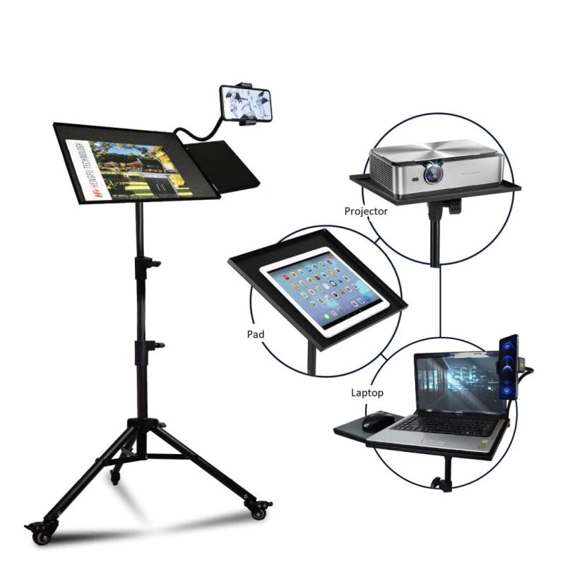 4 Feet Portable Projector Tripod Steel Stand with Tray