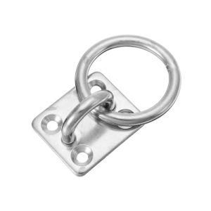 High Polished Stainless Steel AISI304 316 Square Marine Lifting Pad Eye Plate with Round Ring