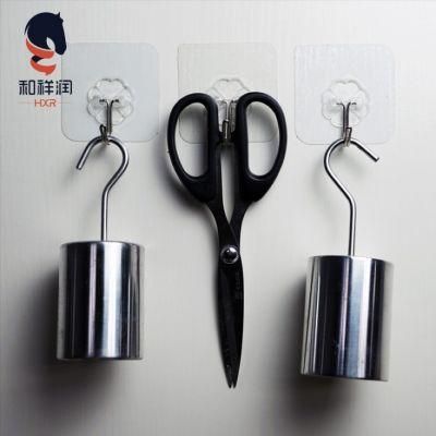 Wall Mounted Square Stainless Steel Self Adhesive Hook Transparent Hanger Hooks for Kitchen Bathroom Accessories