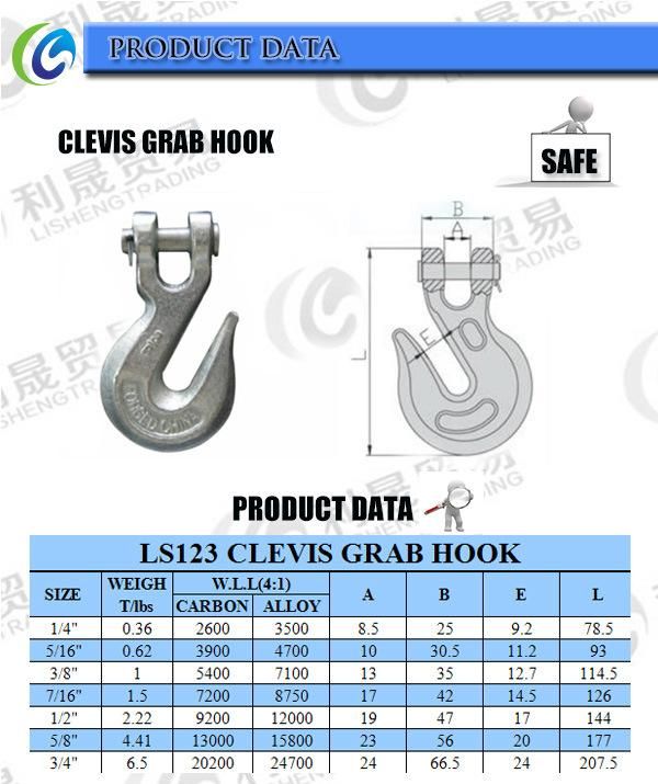 Forged Clevis Grab Hooks for Lashing Chain