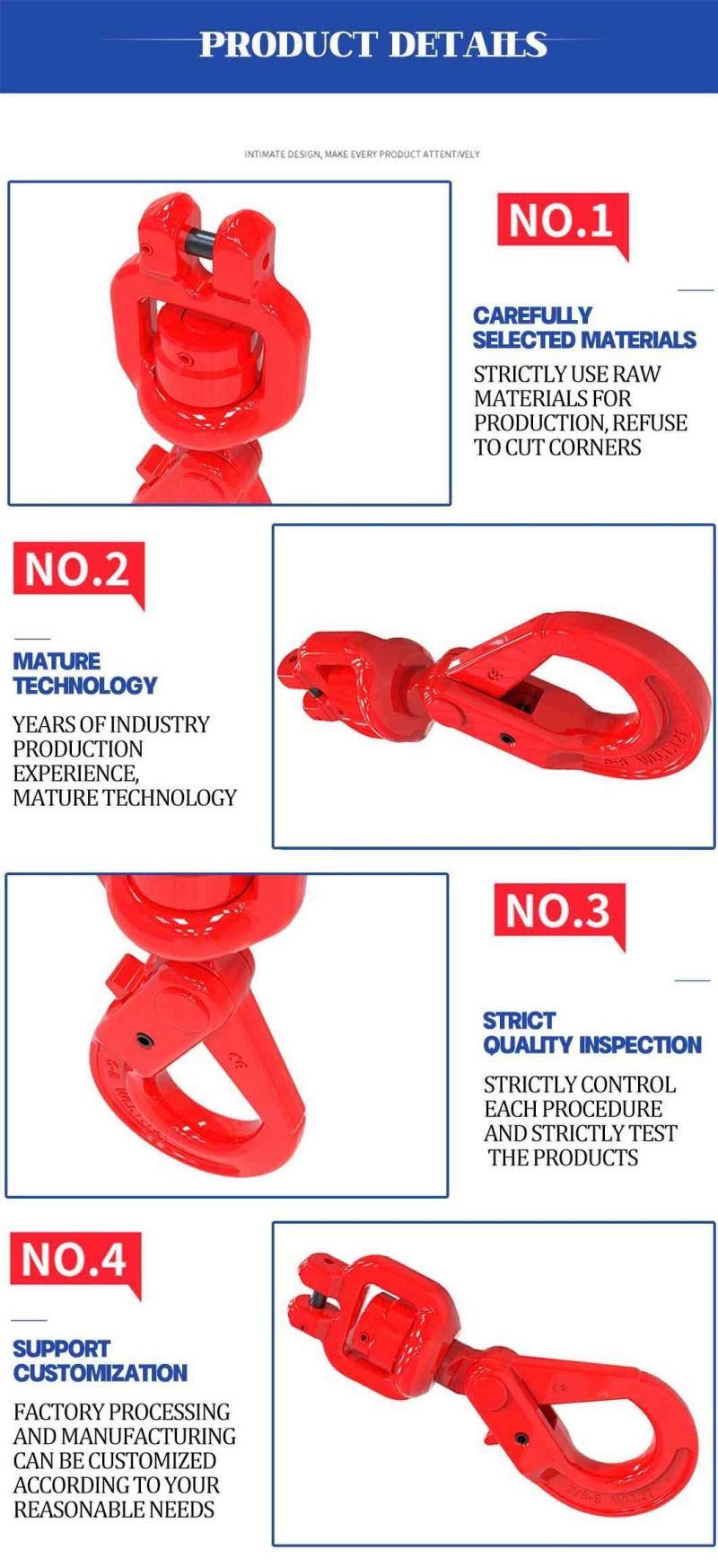 G80 G100 Eye/Clevis Sling/Safety Hook with Latch for Lifting