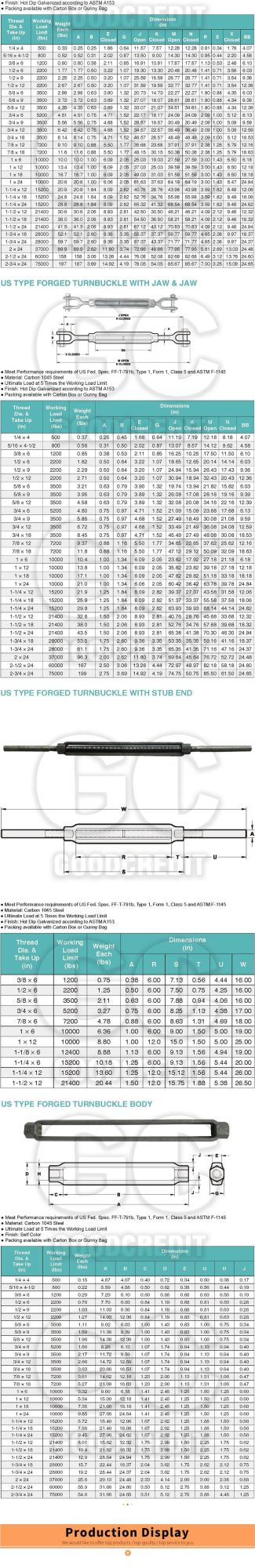 Commercial Type Eye and Hook Malleable Turnbuckle DIN1480 Turnbuckle Us Forged Turnbuckle