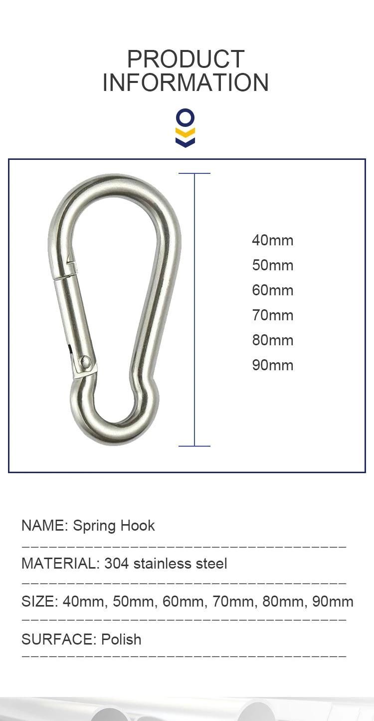 Precision Casting Stainless Steel Gourd Shaped Spring Loaded Fixed Eye Boat Clip Hook