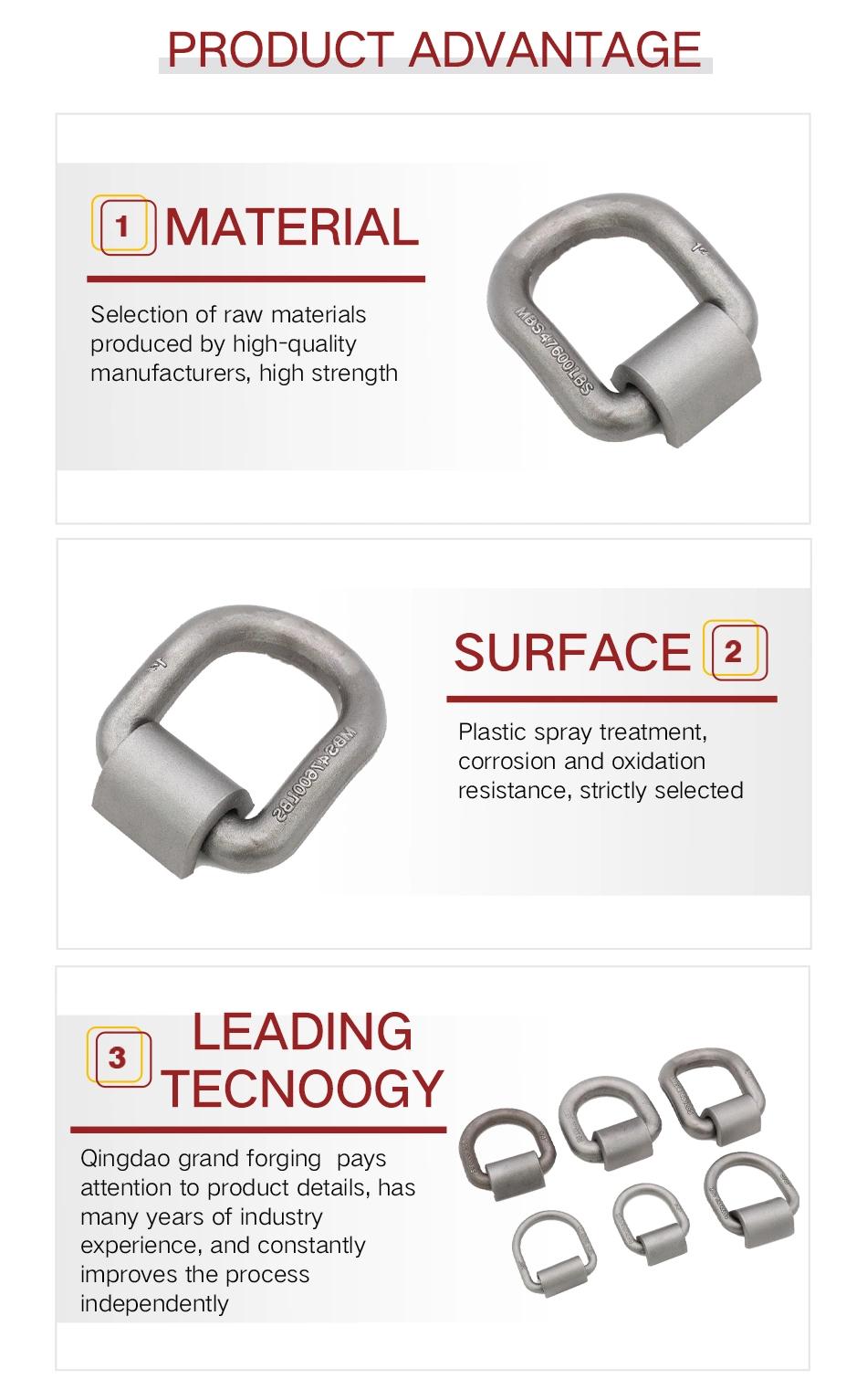 Forged Lashing D-Rings with Wrap Carbon Steel