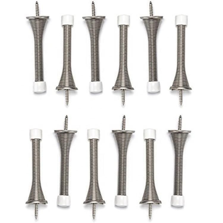 Door Stopper 3-Inch Trumpet Spring Flexible Protect Walls Polished Brass