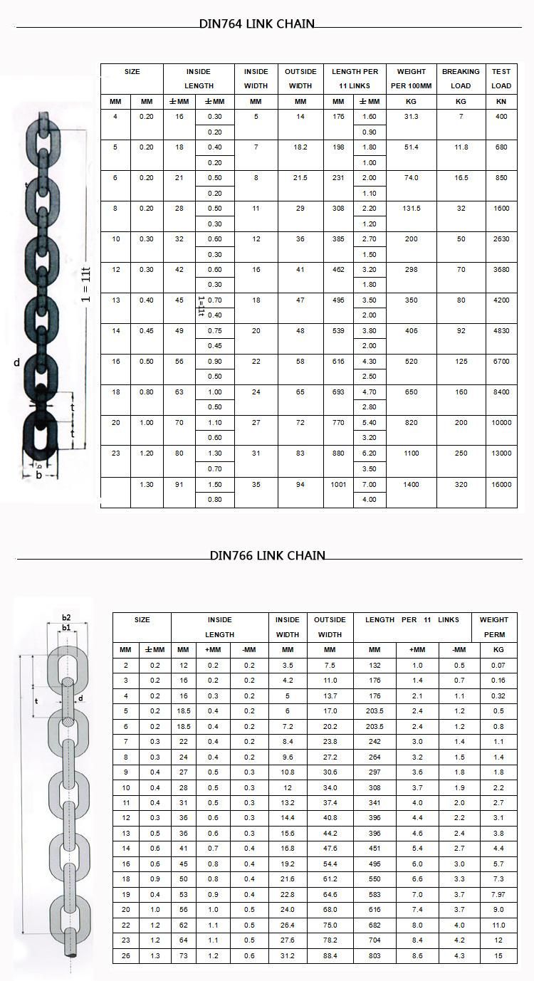 Stainless Steel Long Link Chain Welded Elevctric Galvanized DIN763 Long Link 2mm