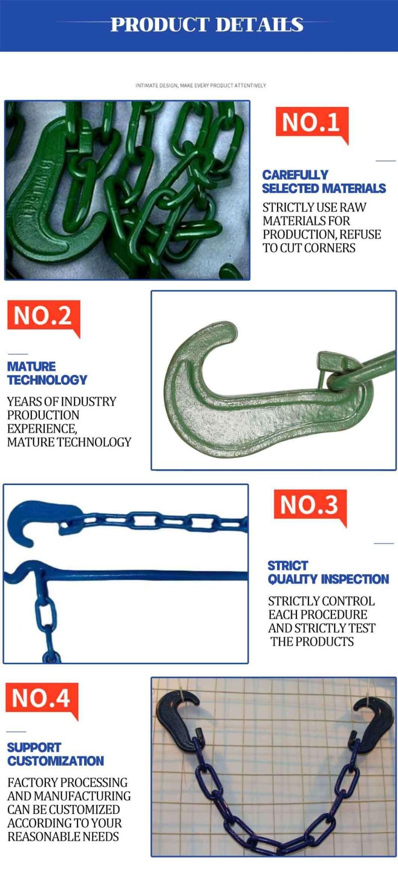 G80 Chains with Belt Hook for Lashing/Tie Down
