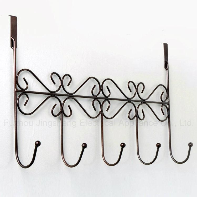 Metal Clothes Hook Rack Over Door 5 Garment Hook