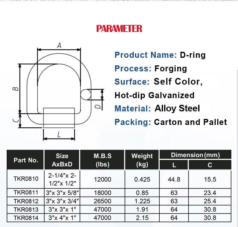 Drop Forged Galvanized Steel Weldless Ring D Ring