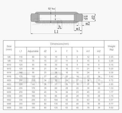 Wholesales Commercial Drop Forged Stainless Steel DIN1480 Turnbuckle Eye&Hook Turn Buckle