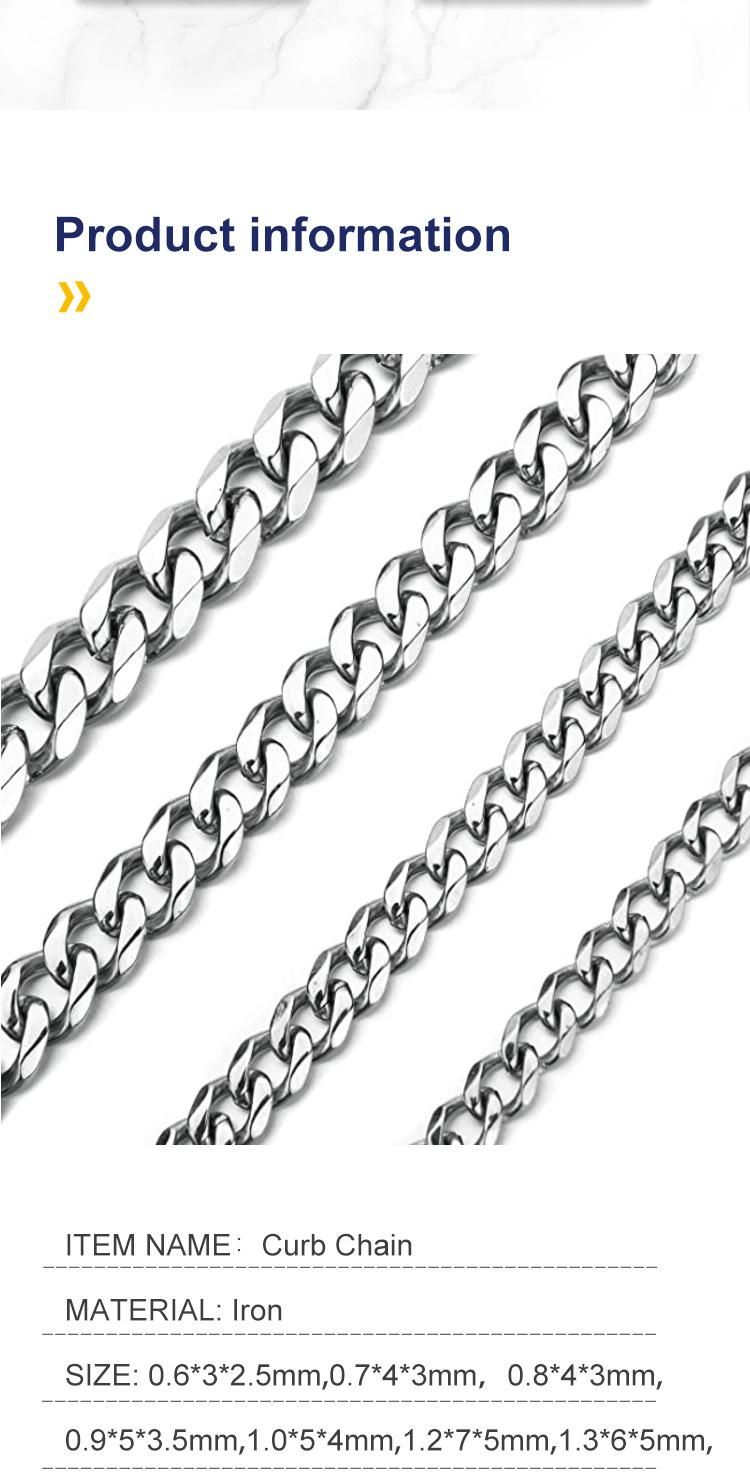 Steel Faceted Flat Curb Link Chain for Bag Decoration