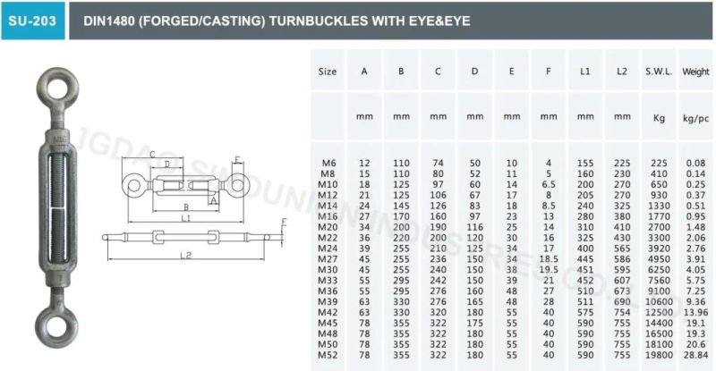 DIN1480 Turnbuckle with Hook&Eye / Hook&Hook / Eye&Eye /Jaw&Jaw