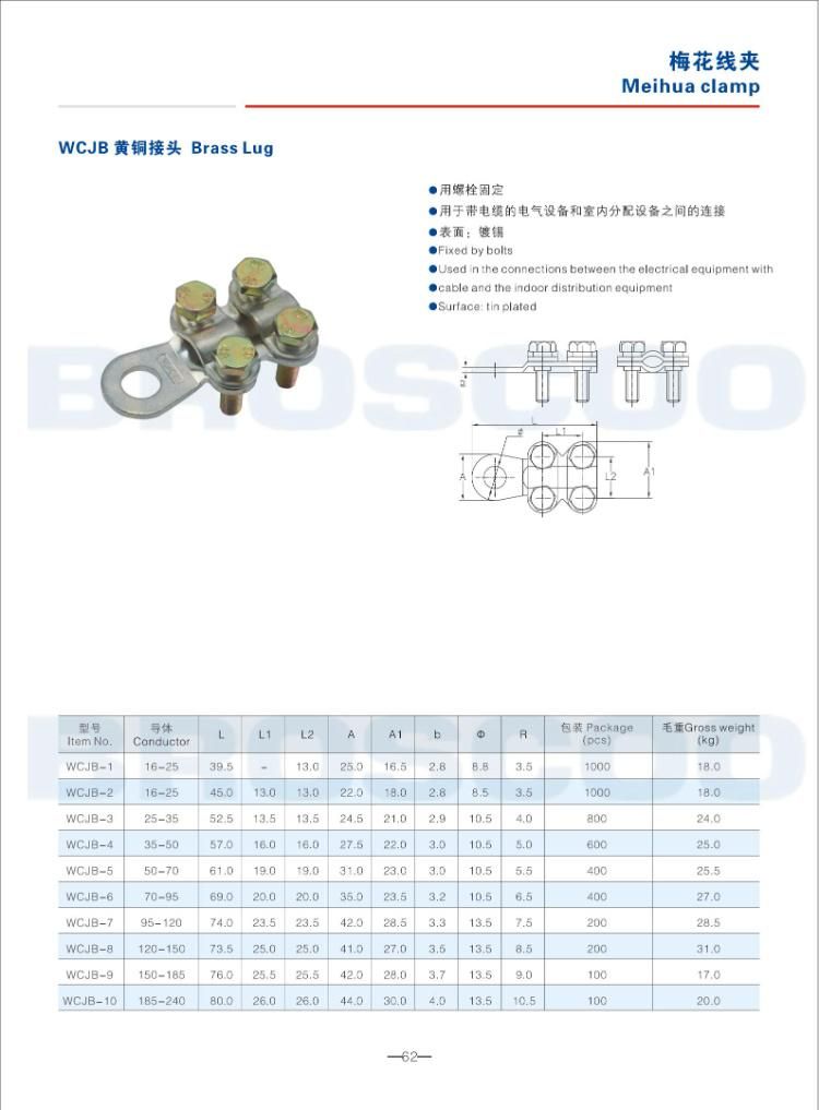 Manufactured Wcjc Winter Sweet Type Copper Clamp