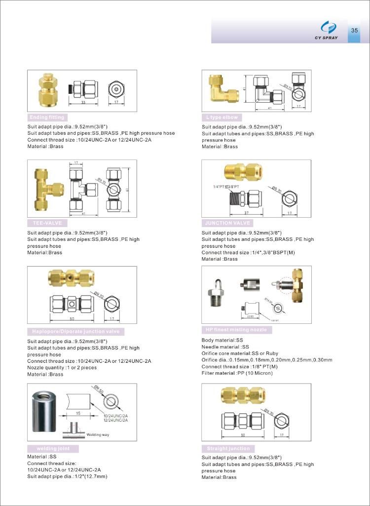 Super Quality House Cooling System Misting Fog Atomizing Spray Nozzle